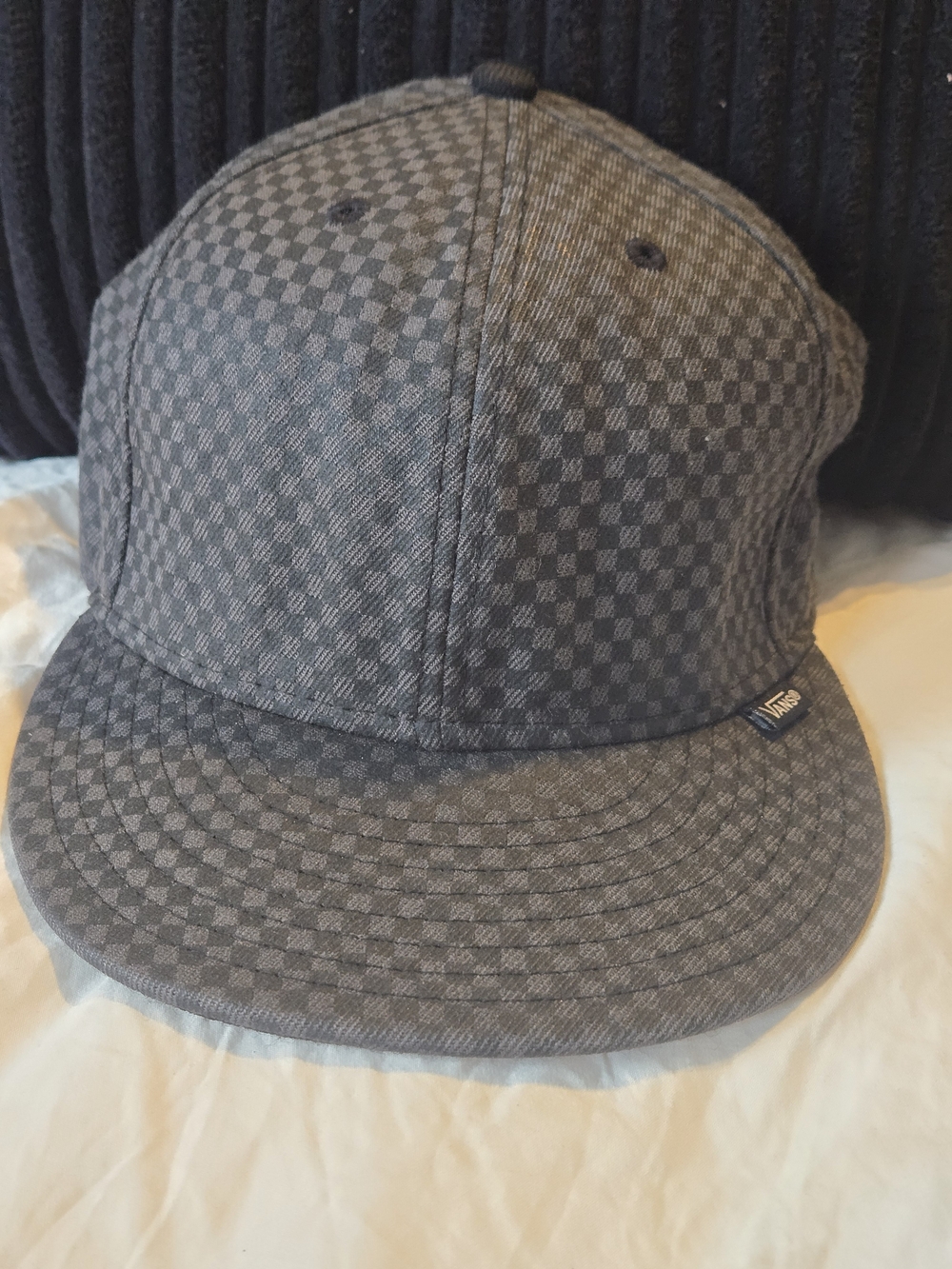 Vans x New Era 59FIFTY Hat 7 3/8 Grey Black Checkerboard Acrylic Wool Fitted Cap